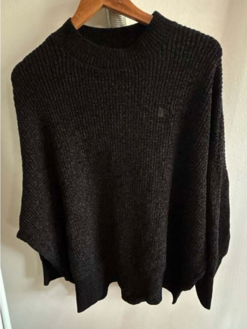Pink Victoria's Secret Black Ribbed Mock Neck Poncho Sweater